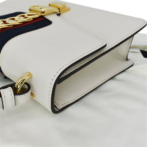 421882 gucci|Gucci Sylvie Shoulder Bag Calfskin White 421882 .